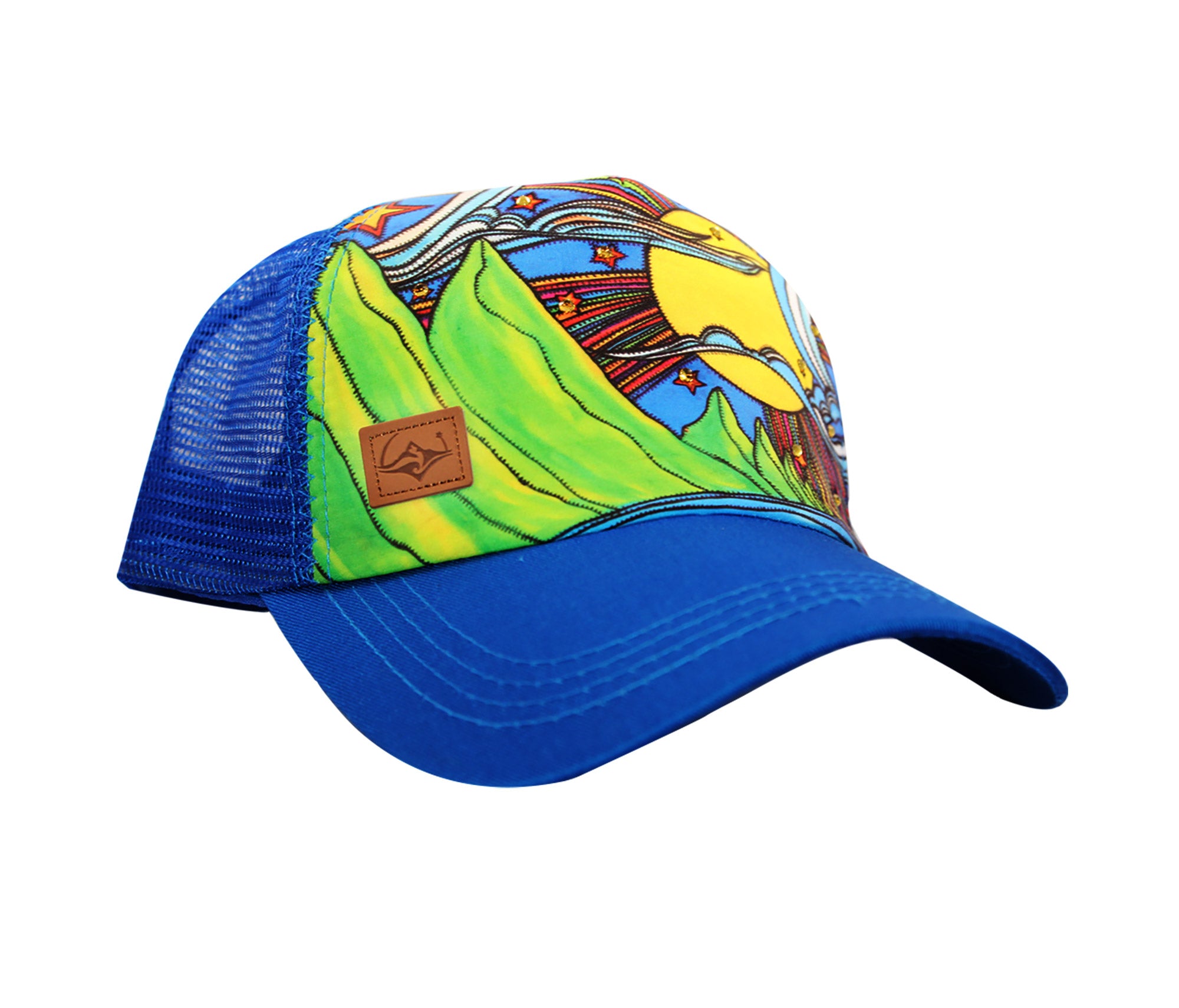 Blue Honu on Beige Straw Trucker Hat – Hawaiian Import Authentic Gifts